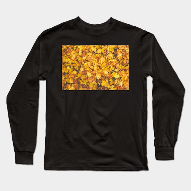 Yellow Fallen Leaves Pattern Long Sleeve T-Shirt by mikels